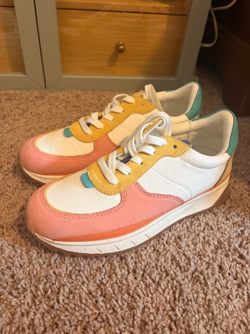 Madewell Pink White Yellow Teal Colorblock Sneakers